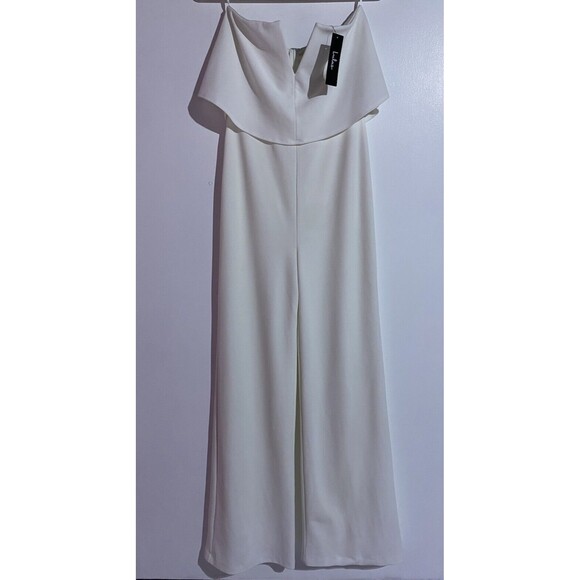 Lulus Jumpsuit M White Power of Love Strapless Wide Leg Feminine Night Out - Picture 2 of 11